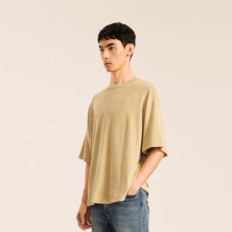 CROQUIS Men's 2024 Autumn Loose Fit Round Neck Cotton Blend T-Shirt