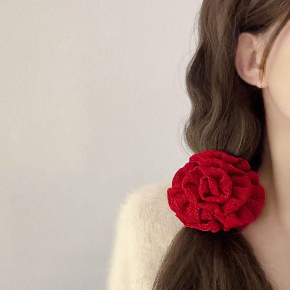 

Hair Ring Flower Rubber Band Korean Style Ins Ladies Scrunchies Sweet Rose Flower Hair Rope Kids