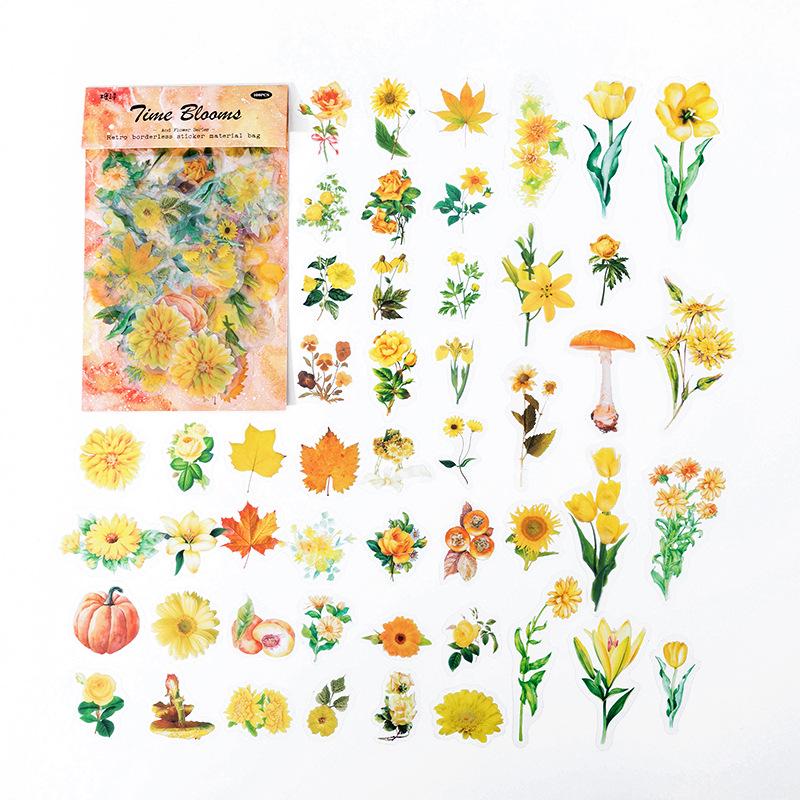 Retro Floral Journal Sticker Pack: Whisper To Flowers Series - 100 Sheets, 6 Designs