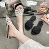 Plus Size 2025 Summer Open Toe Women's Slippers Hot Sale Round Toe Hollow Weave Flat with Sandals Daily Beach Slippers