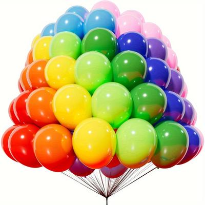 100pcs, Colorful Latex Balloons, Carnival Decor, Wedding, Birthday, Graduation, Holiday, Celebration , Indoor, Party Supplies