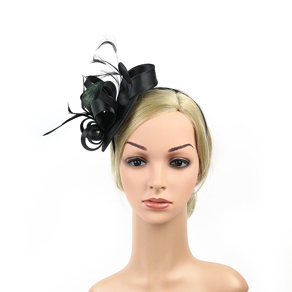 

Pillbox Flowers Ladies Feather Fascinators Women s Derby Hat for Cocktail чёрный