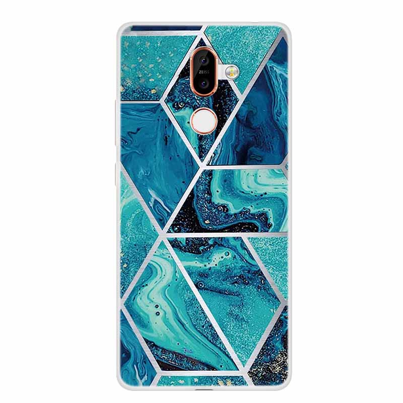 För Nokia 7 Plus Fodral Marmor Mjuk Silikon Baksida Telefonfodral Modefodral Coque Nokia7 Plus Stötsäkert Fundas
