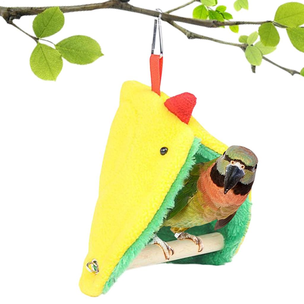 Wooden Triangular Bird Hammock for Cage Hanging Warm Resting Nest Perch for Cockatiels Parakeets Parrot Birds Cage Accessories