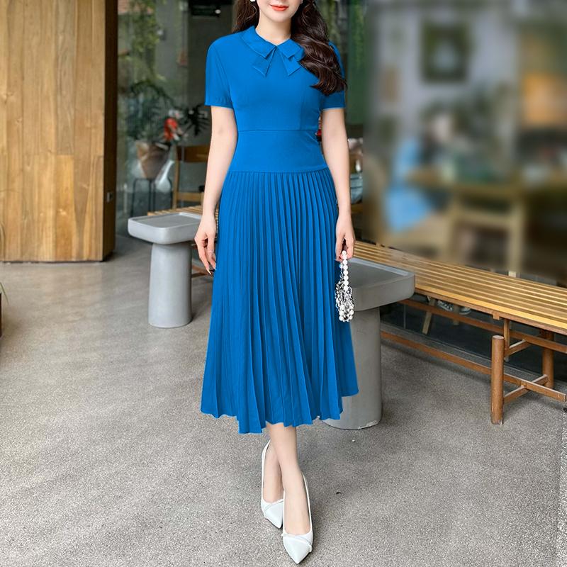 

Женское летнее повседневное плиссированное платье с коротким рукавом ZANZEA 2XL синий