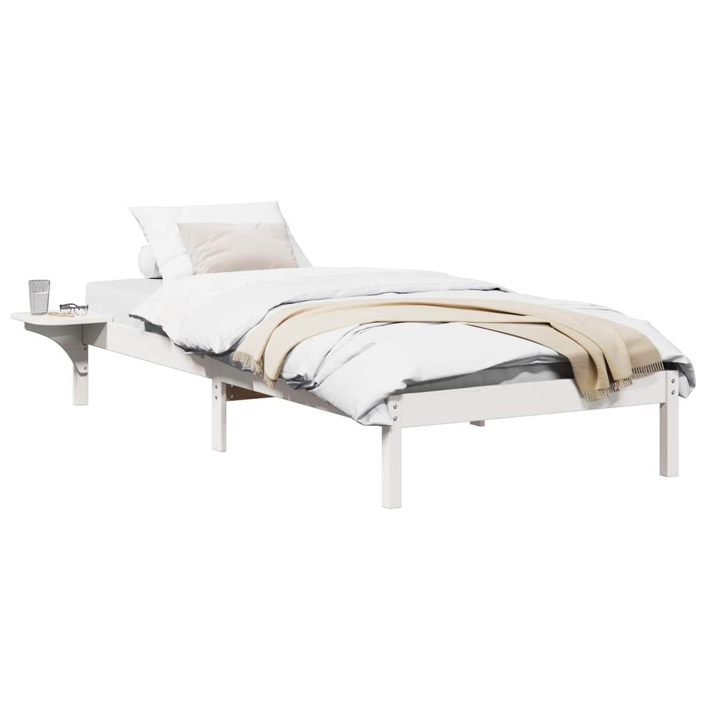 Bed Frame White 75 x 190 cm Solid Pine Wood