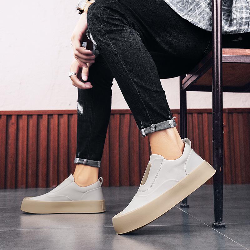 Men's shoes 2025 spring new loafers men's one-pedal platform casual board shoes lazy little white shoes trendy shoes