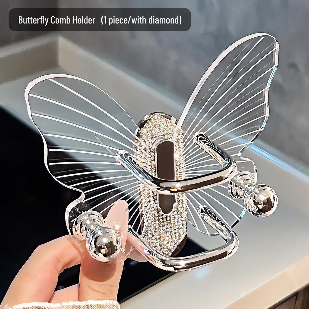 Elegant Wall-Mounted Bathroom Storage Rack with Hair Accessories Hooks