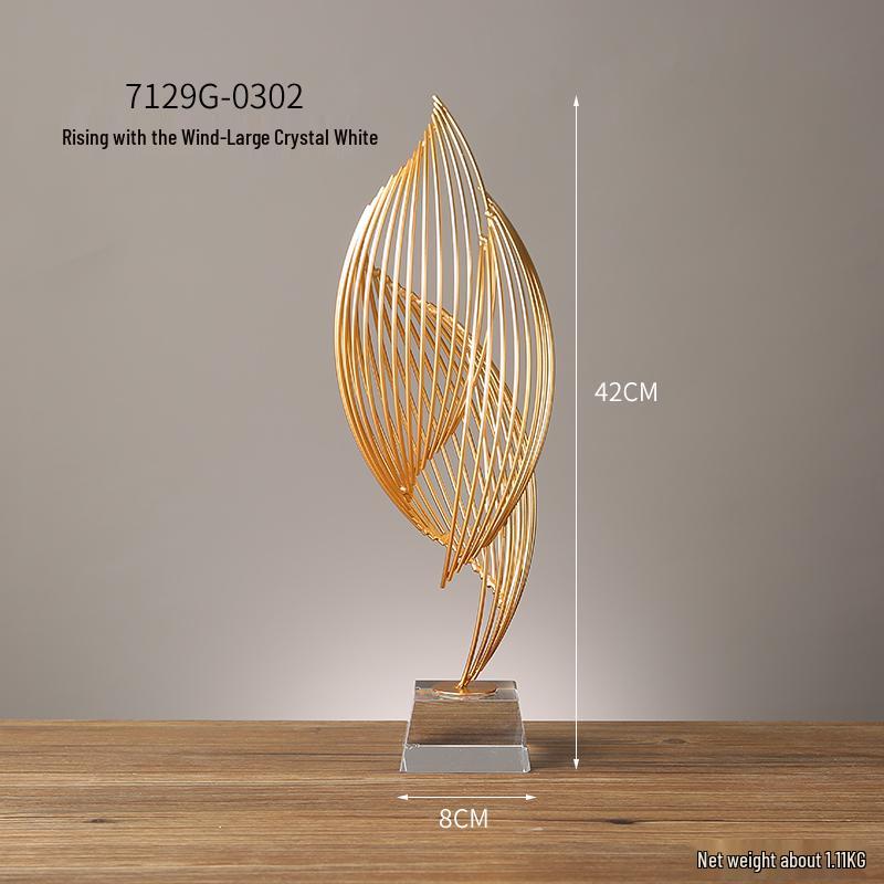 Nordic Leaf Crystal Ball Ornament: Elegant Light Luxury Decoration for Home Entrance, Living Room, Wine Cabinet, or Office Display.