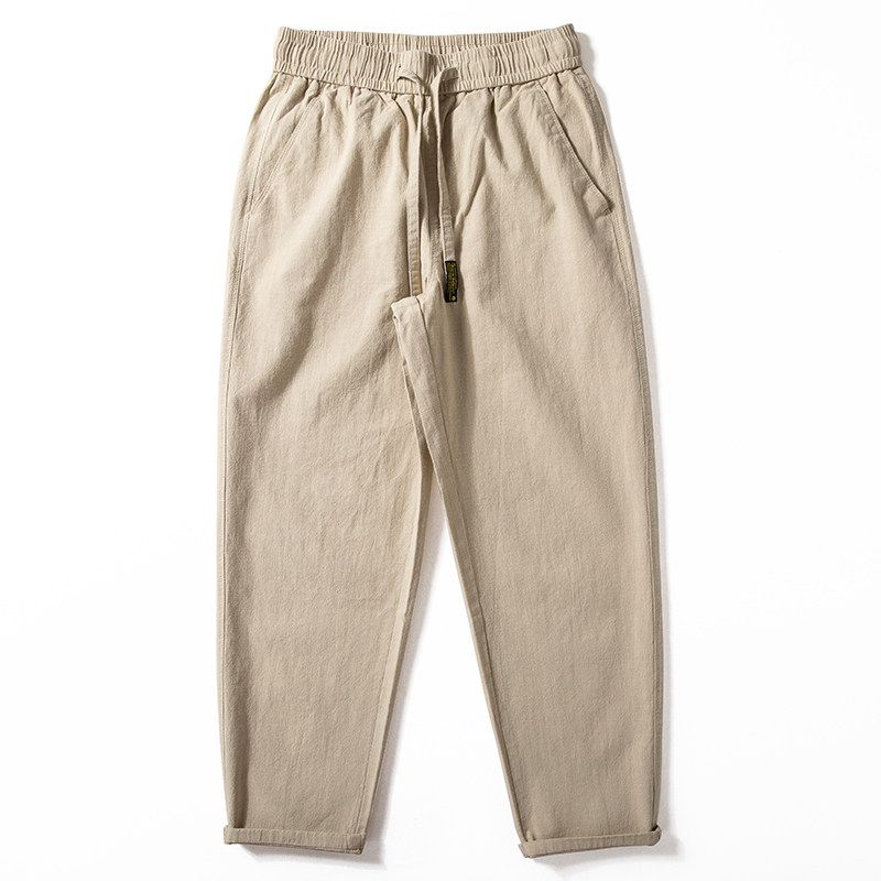 Men's Casual Pants Spring and Autumn Basic Versatile Breathable Cotton Pants Loose Straight Japan fashion Retro Drape Trousers