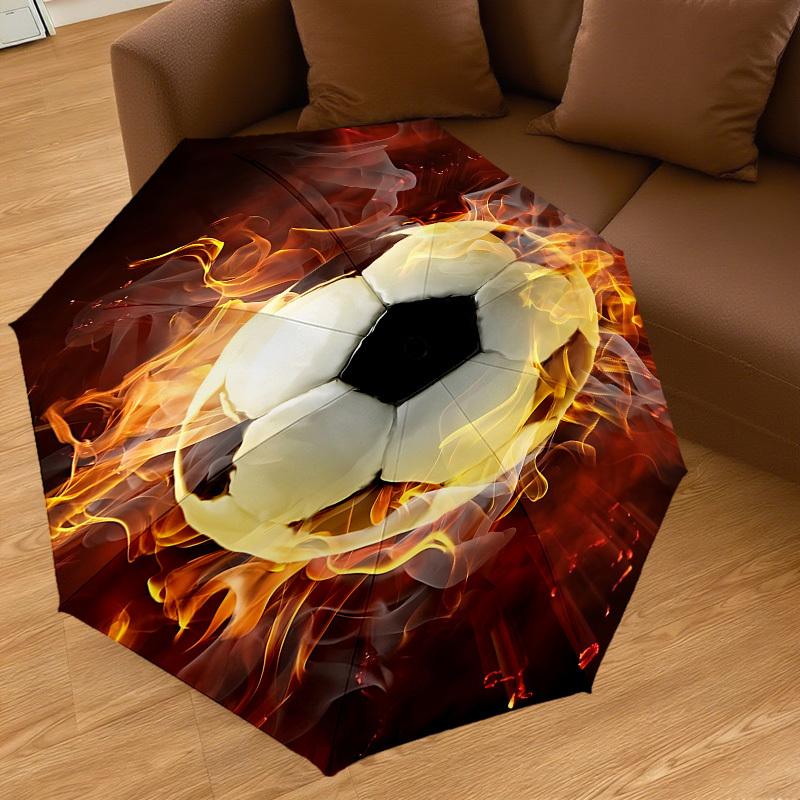 1 Stück Fußball, Feuer Automatisches Öffnen/Schließen Regenschirm mit Winddicht, 8-Rippen Stabiles Dach, Langlebige Rippen, Modisches Design1325A
