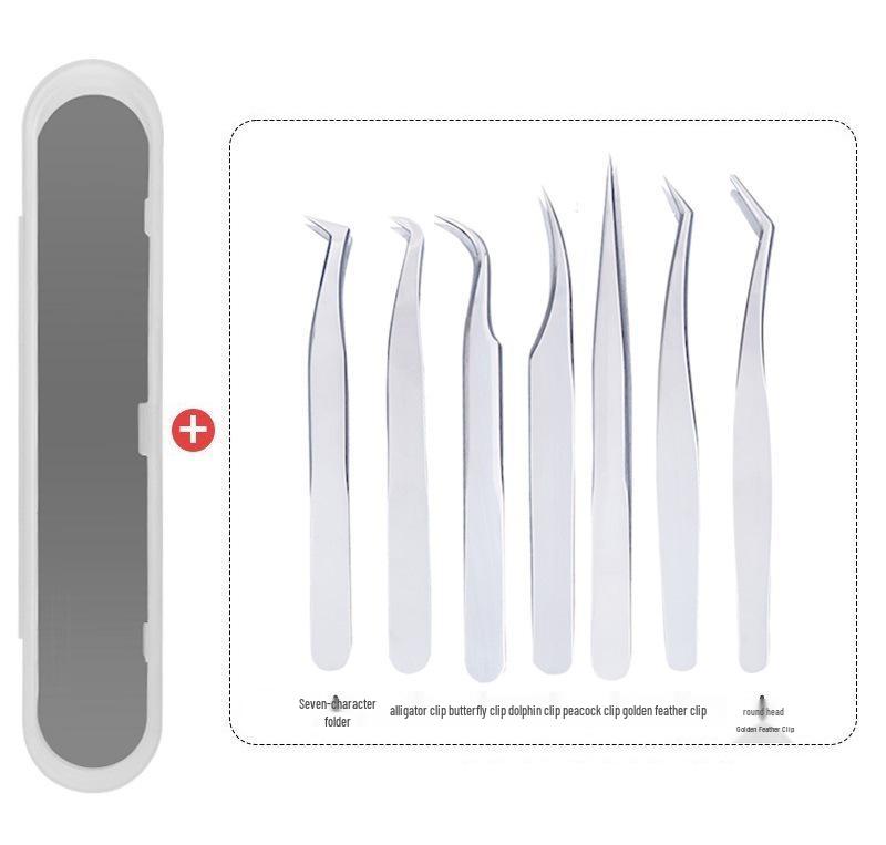 Gold Feather Eyelash Curler & Tweezers Set: Round Head Grafting Clip, Eyelash Blooming Tool for Artists