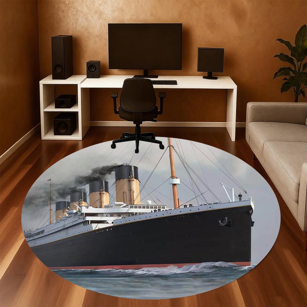 1pc Titanic, Ocean Round Chair mat Area Rug - Non-Slip, Floor Mat for Office, Bedroom, home decor Christmas Gift p0811182