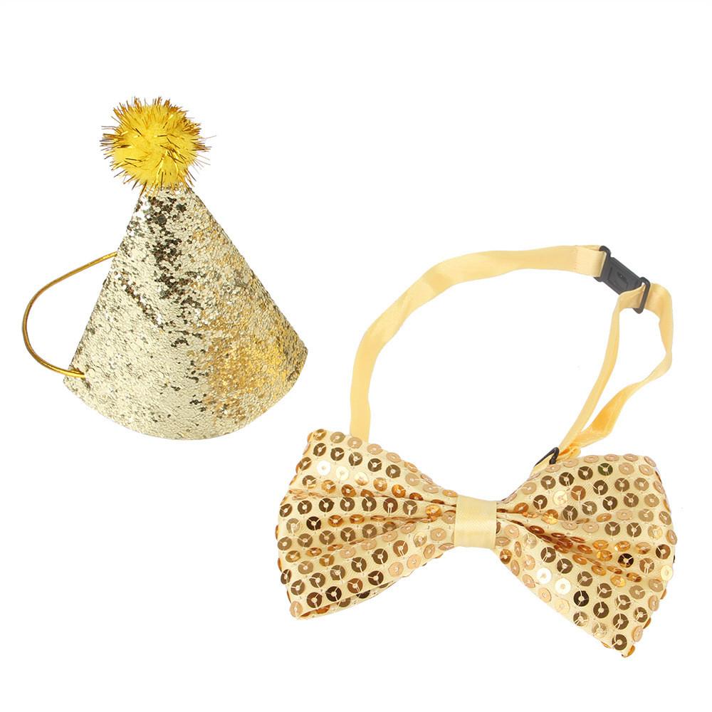 Bedårande Rosa Tre-delat Husdjursfödelsedagsdekoration Set Med Hatt Banderoll Och Haklapp För Festliga Firanden