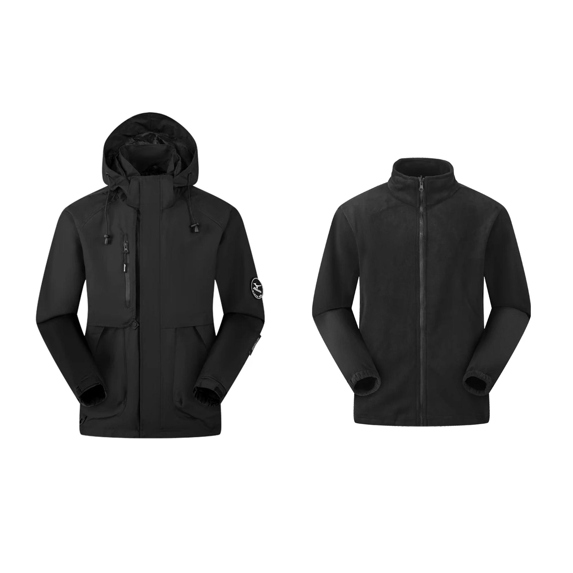 

Mizuno Windproof Waterproof Oil Resistant Warm Breathable Durable Three-In-One Hooded Long Sleeve Climbing Jacket Men jackets A2CE82549 XL