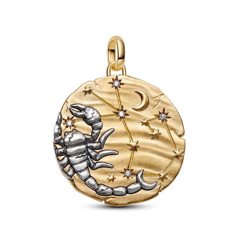 New 925 Silver Summer Coin Twelve Constellation Carving Hang Tag Charm Beads Suitable for Bracelets, Necklaces, Fashion Jewelry