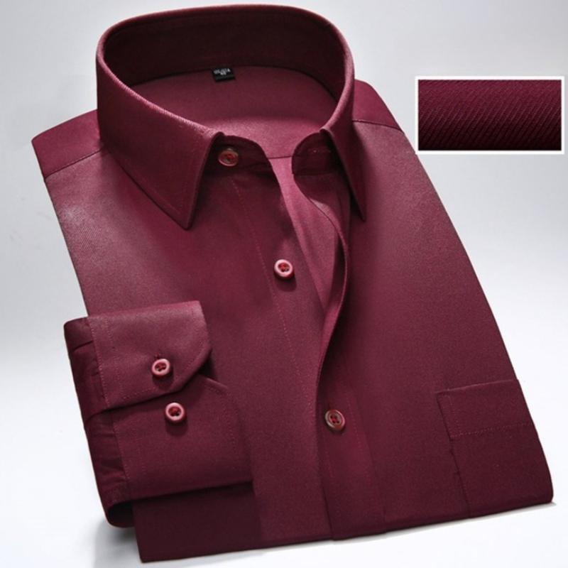 

Classic Stripes Men s Top Quality Dress Shirts Long Sleeve Slim Fit Solid Color Business Formal White Shirt Male Social Clothing 44