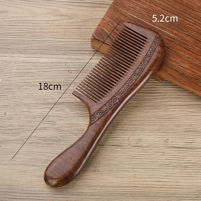 Natural Black Gold Double-Sided Sandalwood Comb: Carved Wooden Scalp Massager for Women's Long Hair - Ideal Mom Gift