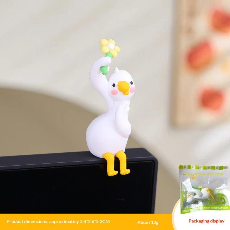 1/4 Stück Harz-Gans-Figur Computer-Monitor-Dekoration, Niedliche Mini-Gans-Statuen Für Auto-Armaturenbrett, Lustige TV/Po-Rahmen-Dekorationen