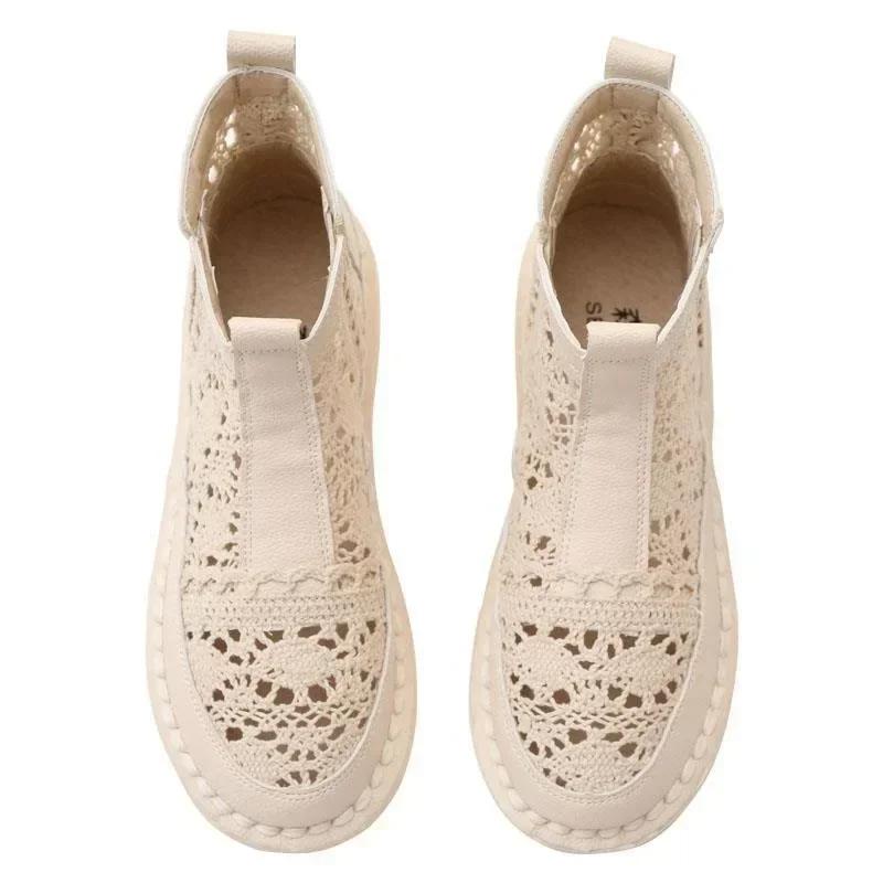 Women Summer Shoes Breathable Mesh Boots Lace Walking Shallow 2025 New Solid Non Slip Casual Shoes 35-40 Vulcanize Shoes