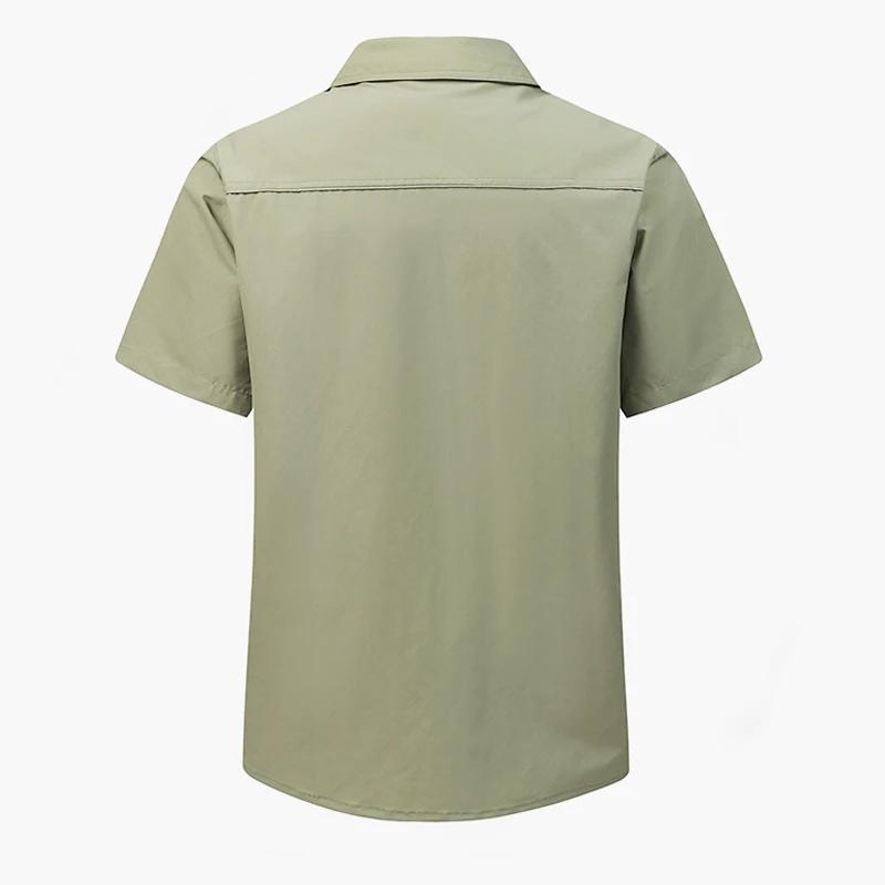 Summer Fashion Men's Casual Shirt Short Sleeve Solid Color Cargo Work Shirts with Pocketbreathable Shirts Men
