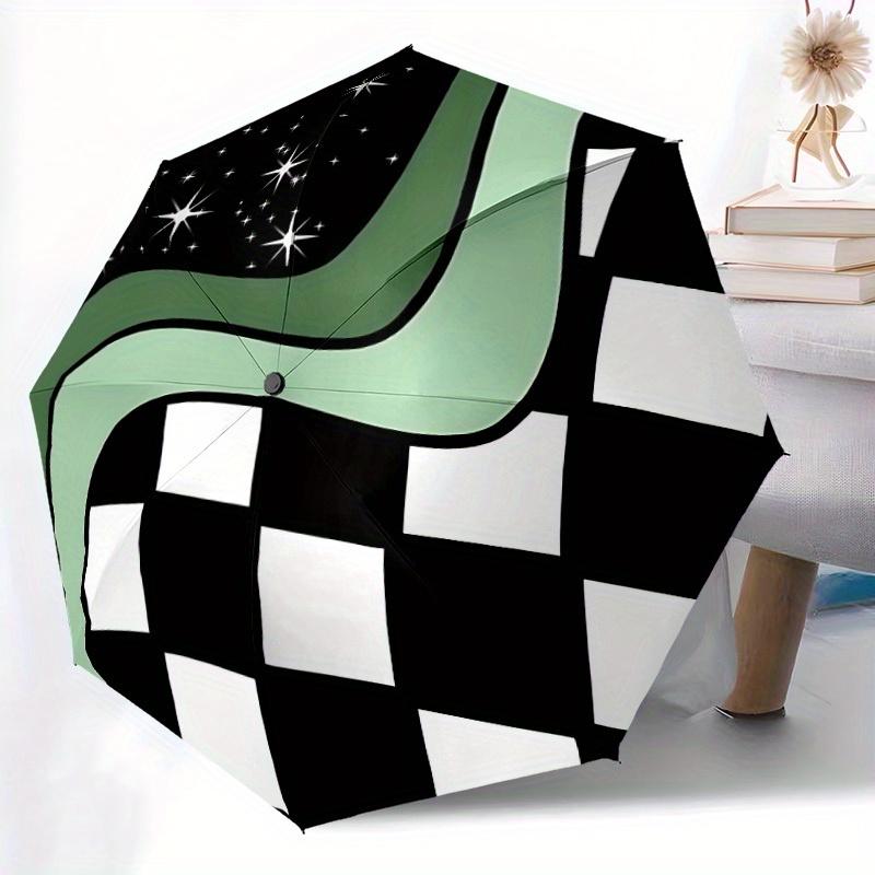 

1pc Galaxy Squares Automatic Open/close Folding Compact Cute Umbrella, 8-Rib Sturdy Canopy, Lightweight Portable, Commuting Us Iron&8K