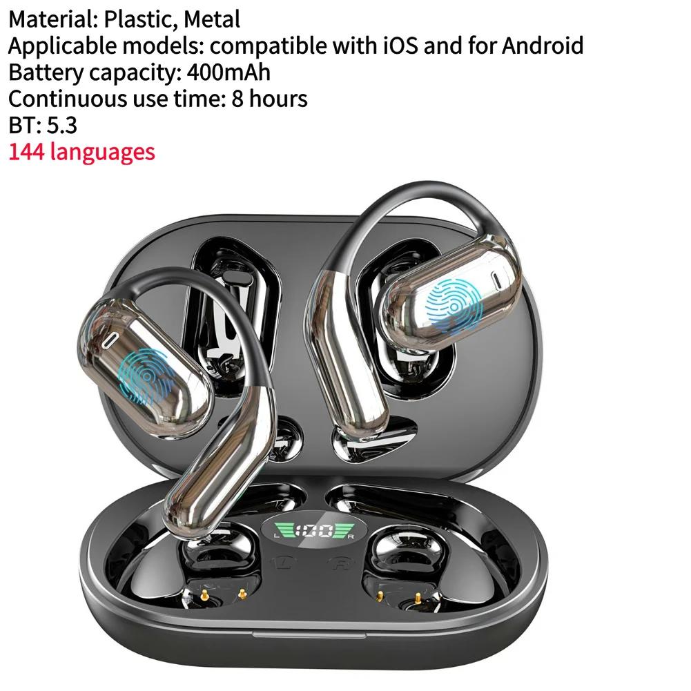 3-in-1 Language Translation Device Real-Time Translation Earbuds 144 Language & Accent Wireless Open-Ear Headphones for Learning