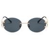 Trendy Pink Rimless Sunglasses For Women Summer UV400 Protection Oval Fashion Designer Shades Women Sun Glasses