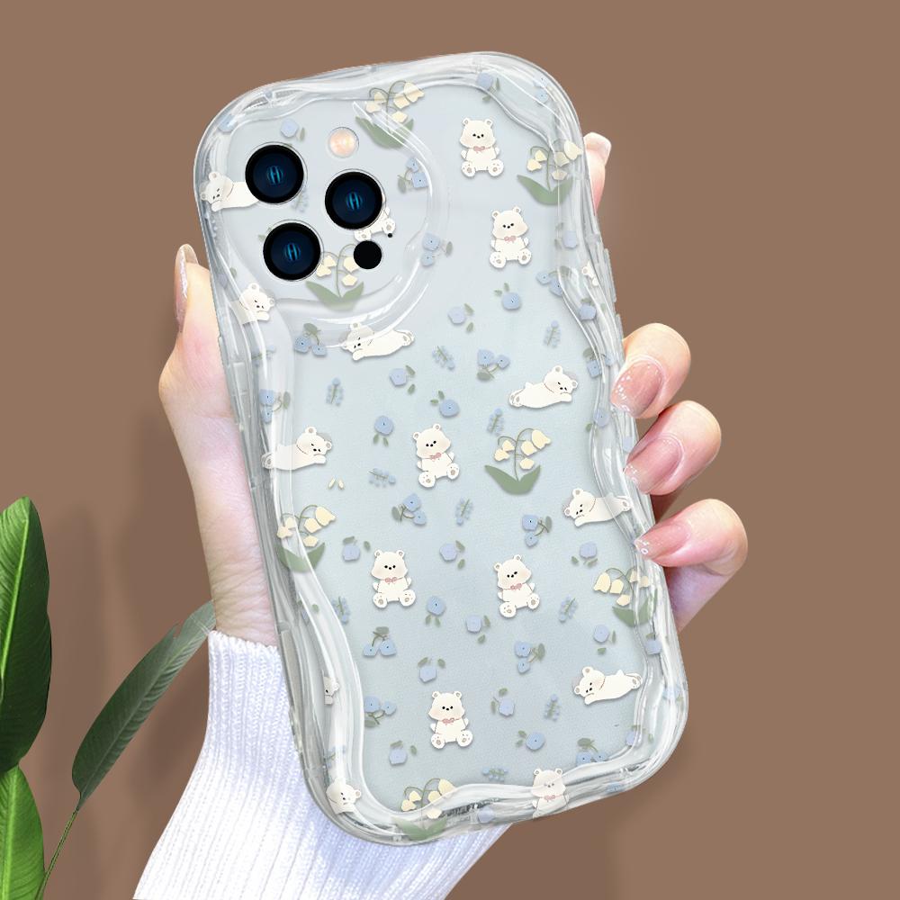 Model de desene animate Carcasă cu textura cremă Marginea ondulată Husă din silicon moale Husă pentru telefon pentru iPhone Samsung Huawei Honor Xiaomi Redmi Infinix Tecno