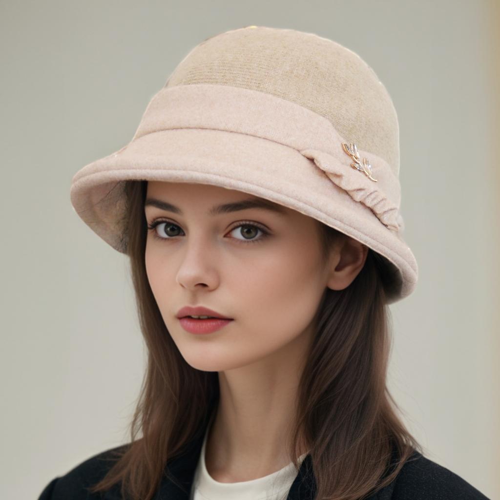 2025 Neue Mütze für Damen Herbst und Winter Gestrickt Warm und Vielseitig Gesichtsbetonend Kleiner Britischer Fischerhut Modisch und Elegant