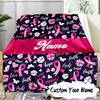 Custom Name Pink Ribbon Butterfly Blanket  Ideal Bedding Blanket Perfect for Travel, Camping, Living Rooms, Offices, Sofas, Fan Christmas gift