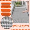 Waffle Bathroom Mat Microfiber Absorbent Bath Rug with Tassels Soft Non Slip Waffle Braided Floor Mat for Floor Tub Beside Decor
