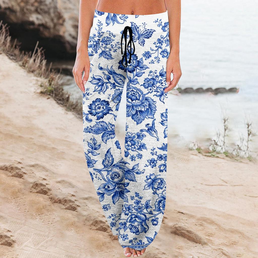 Women's Fashion Loose-Fit Drawstring Elastic Waist Casual Printed Pants