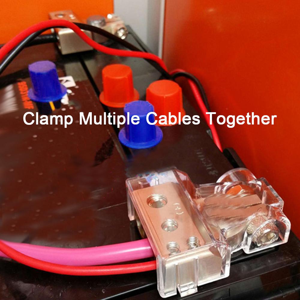Car Battery Terminal Connectors Car Modified Battery Head 0/2/4/8/10 Gauge With 2 Clear Covers Shims 2Pcs Positive Negative