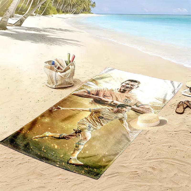 Goal Celebration Artistic Soccer Moment Beach Towel Portable For Travel Soft Seaside Outdoor Pool Towel Absorbent Bath Towel