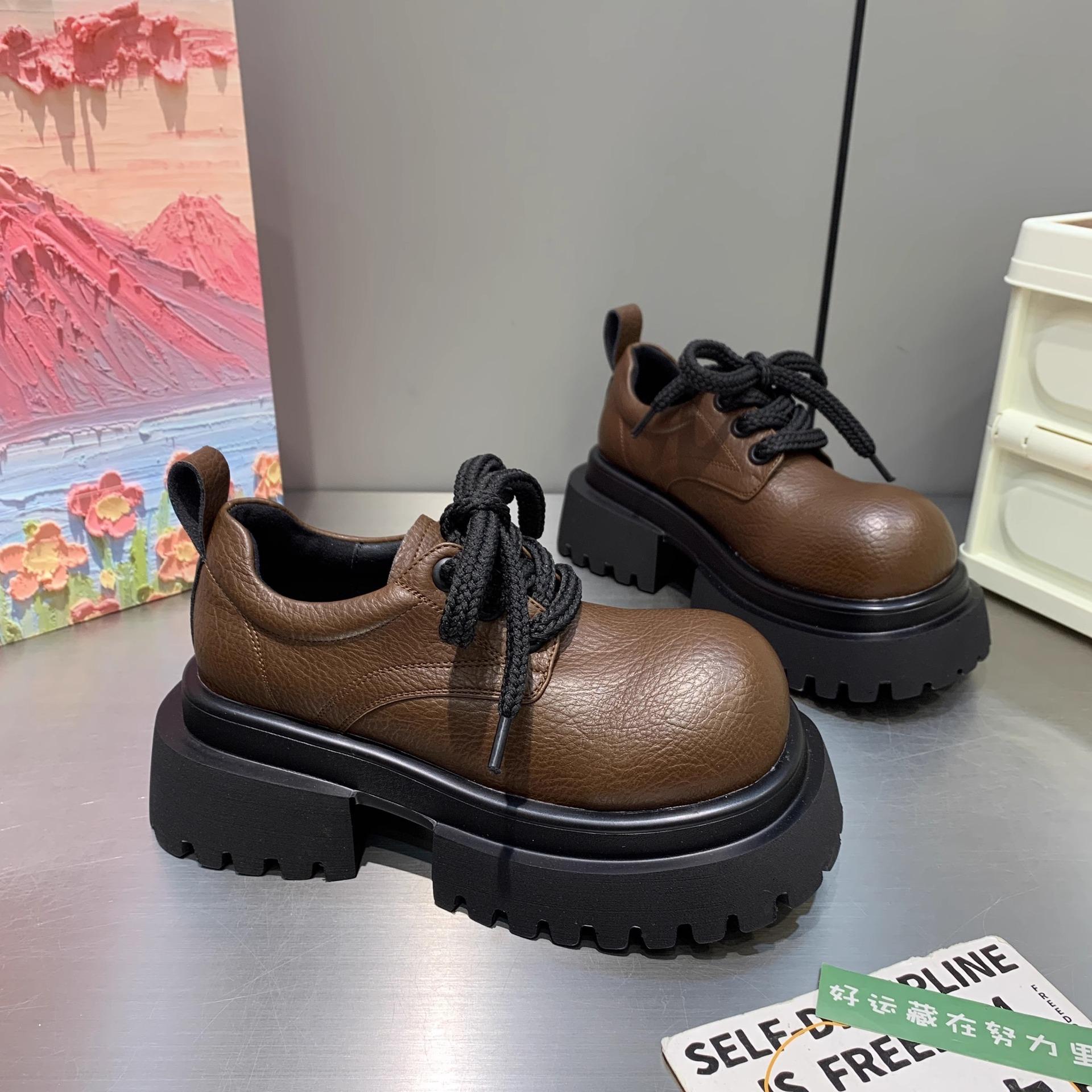 

Платформа маффин увеличение высоты обувь с большой головой женская осень новая толстый каблук одинарная обувь 40