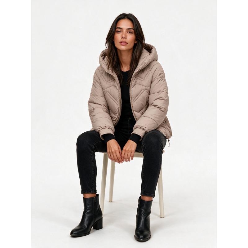 Women S Plus Size Hooded Thick Warm Fitted Puffer Coat