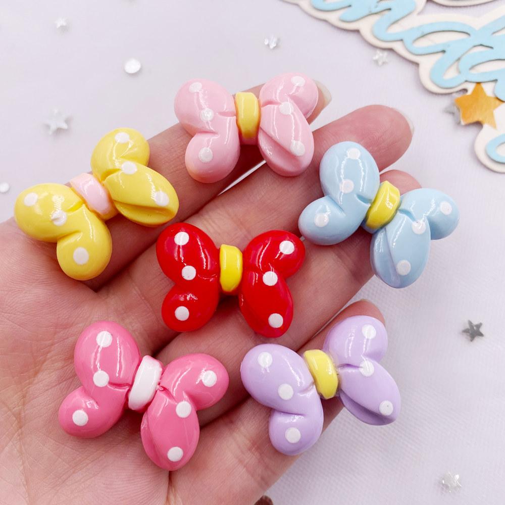 12PCS Mix Resin Kawaii Colorful Wave Point Bowknot Flat Back Cabochon Stone Scrapbook DIY Home Decor Figurine Crafts Accessories