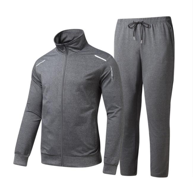 Leisure Sports Suit Men's Cardigan Stand Up Collar Sports Suit Middle-aged and Young Business Leisure Suit Sports Suit Running Sports Two-piece Set