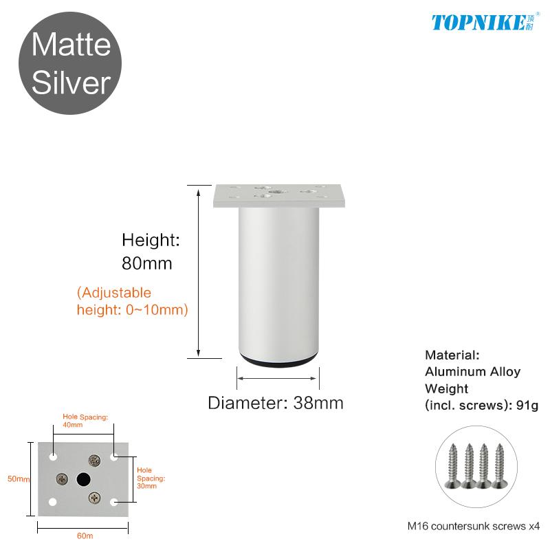 Adjustable Furniture Support Legs Brackets End Table Legs Bed Legs Sofa Leg Desk Feet Replacement Round Cabinet Metal Feet 2PCS