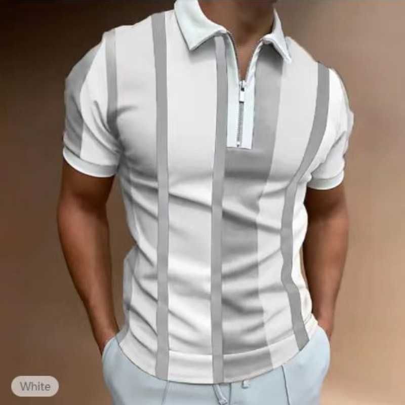 Men Polo Shirt Short Sleeve Stripe 3d Print Tops Fashion Polyester Breathable Comfortable Polos Shirts