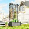 Raised Bed with Drainage Holes, Wood Planter with Trellis for Climbing Plants To Grow Vegetables, Flowers, Dark Grey