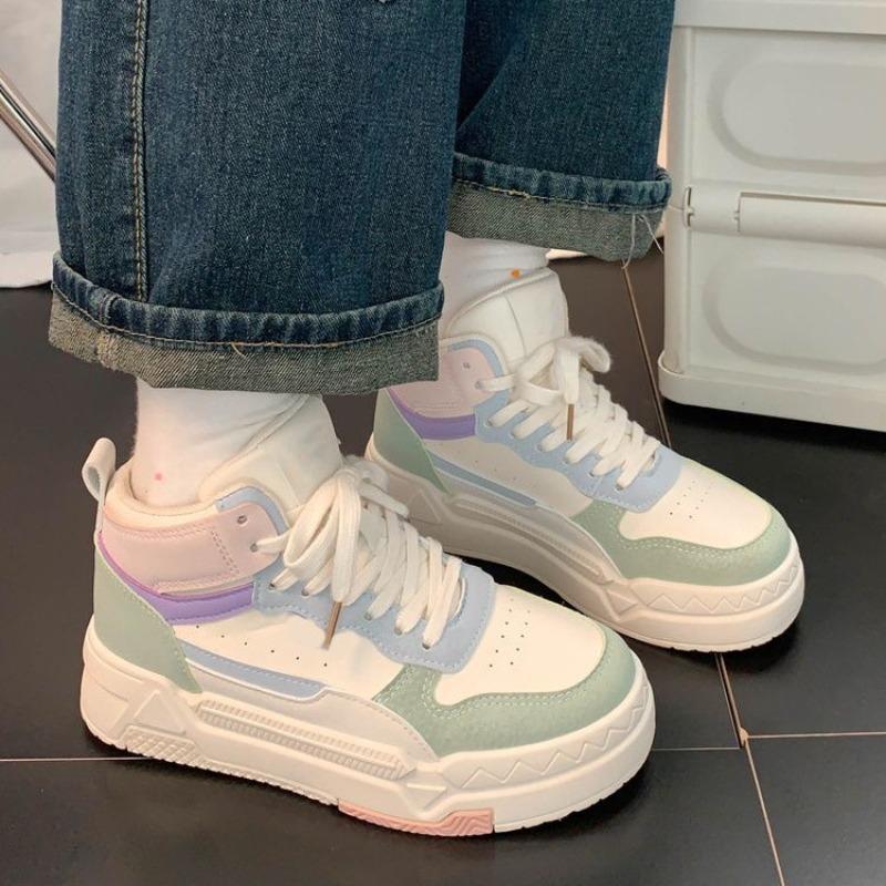 Ladies  Autumn Platform Sneakers 2025New Trend Comfortable Lace Up Vulcanize Shoe High Top Casual Shoes for Women Tenis De Mujer