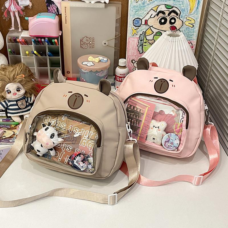 Transparent Cartoon Capybara Shoulder Bag Backpack Adjustable Strap Shoulder