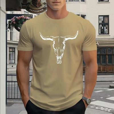 Nova Camiseta de Moda Masculina de Verão Personalidade Touro Estampado Camiseta Masculina Top