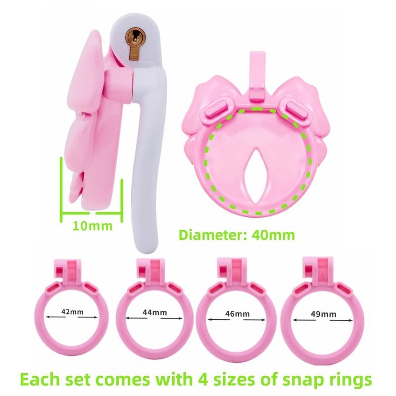 Pink Bow-Tie Flat Chastity Cage Positive/Negative Cock Cage Urethral Chastity Device SM Sex Toy Peins Plug ChastityBelt for Men