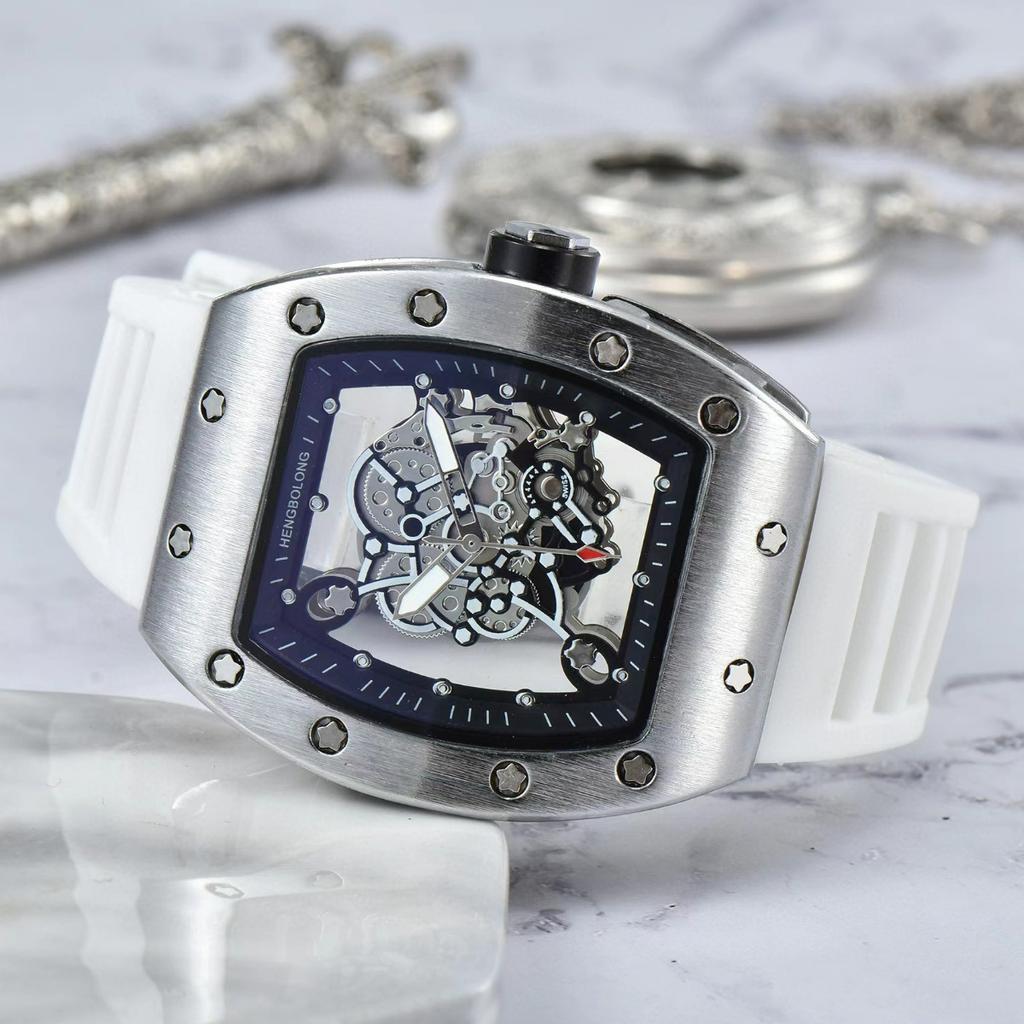 Barrel-shaped hollow through bottom European and American pointer business men's quartz watch