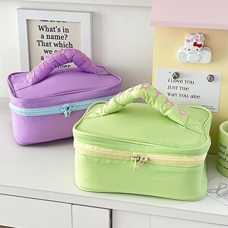 Ins Style Einfache Bonbonfarbe Kosmetiktasche Große Kapazität Handtasche Tragbar Reise Kulturbeutel Aufbewahrungstaschen Niedliche Make-up-Taschen