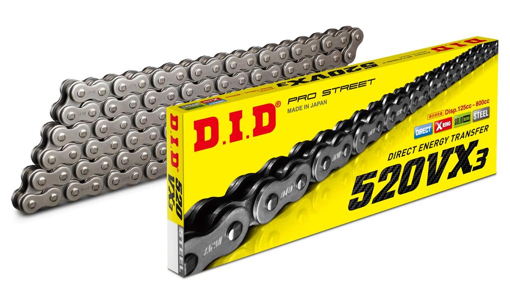 Motorcycle Chain with Rivet for Part Number 317665 D.I.D (Daido Kogyo) Joint, 520VX3-110ZB, Steel, X-Ring, Two-Wheeler Motorcycles,