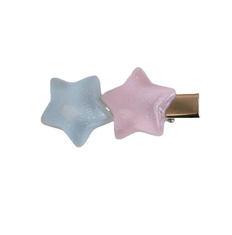 Bonbonfarbener Legierungs-Sternclip, gebrochenes Haar, seitlicher Pony-Clip, süßer Haarclip, farbiger Metall-Entenschnabel-Clip, Haar-Accessoires